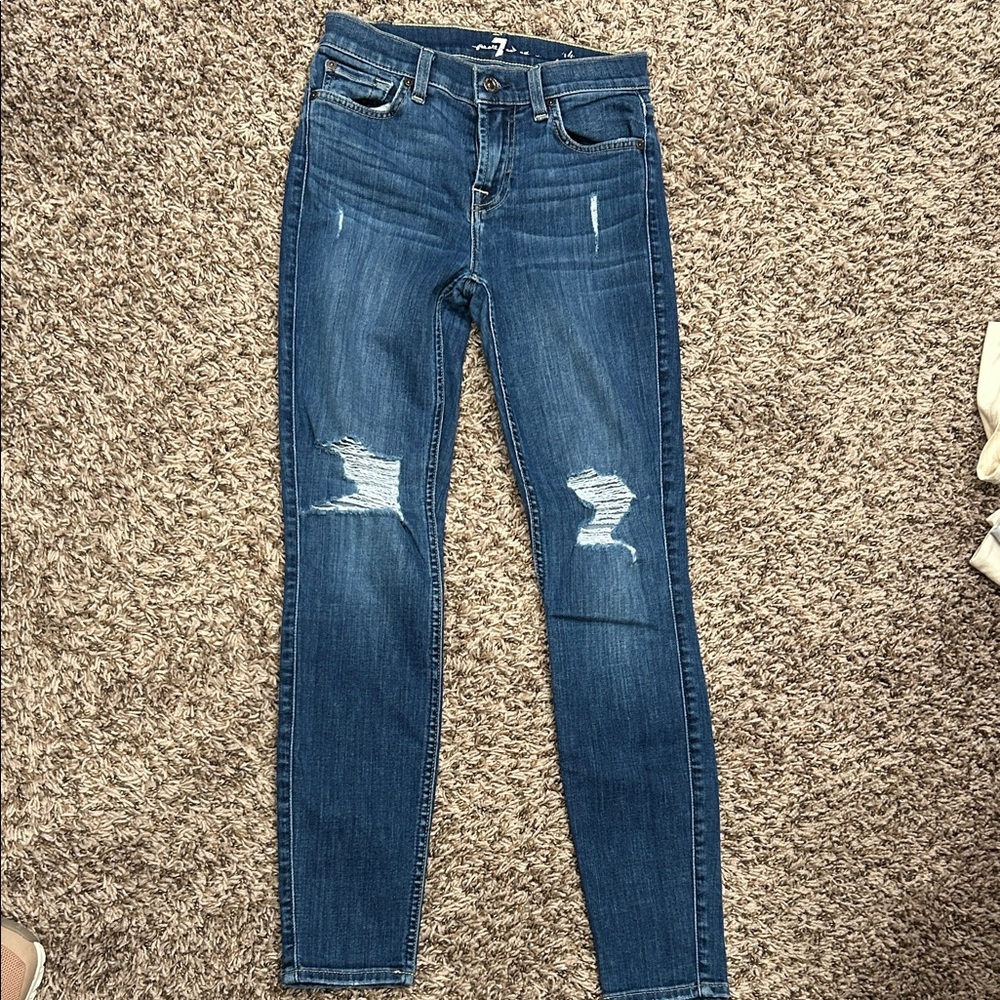 7 For All Mankind Dark Blue Skinny Jeans
